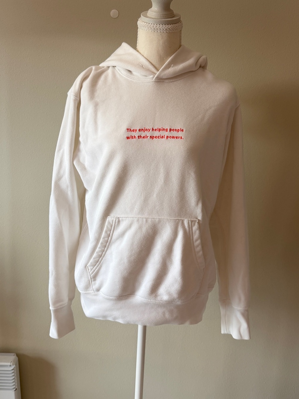 Uniqlo White Hooded Sweatshirt with Red Script